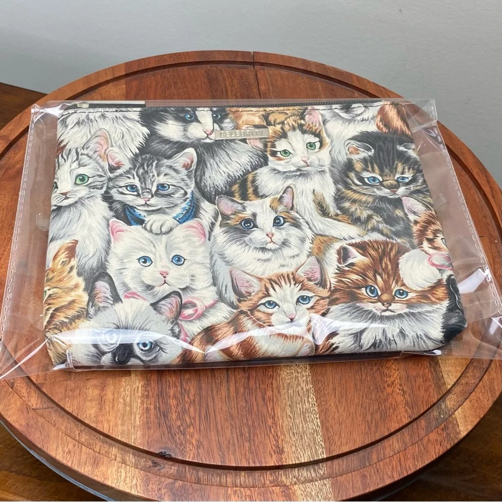 Cat Print Double Sided Makeup Accessories Bag